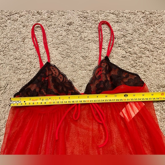 Vintage Doré sheer red nylon babydoll nightie nightgown - Picture 7 of 9